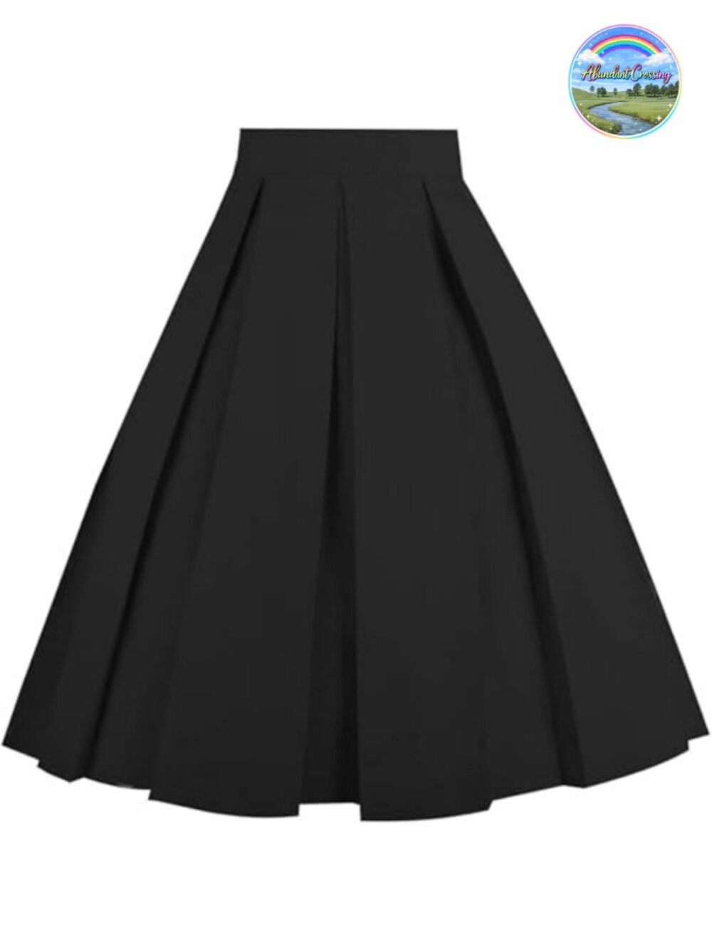 Pleated A-Line Midi Skirt Cotton Blend Side Pockets Wear to Work
